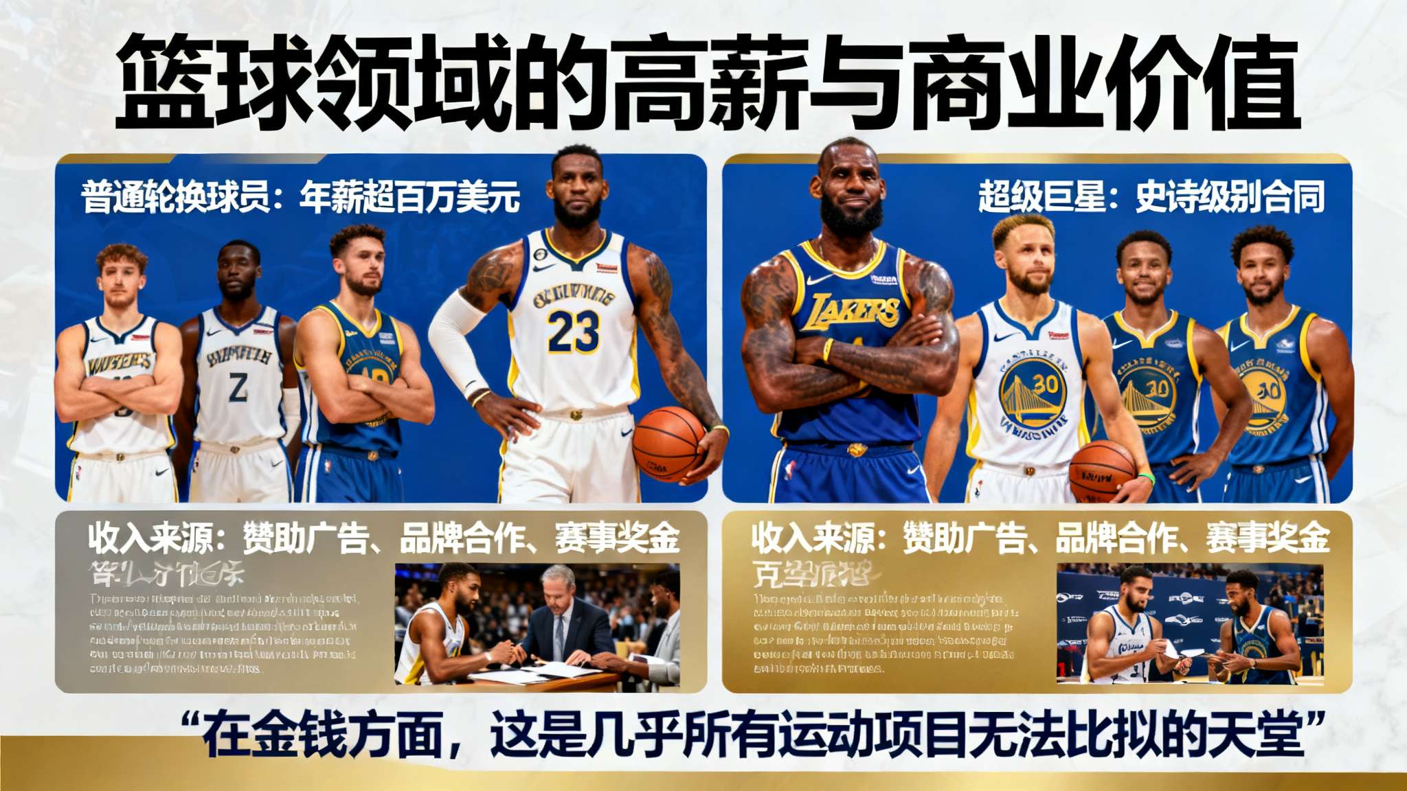 不可否认的是，“赚很多钱”本身就是全球无数年轻人在努力进入NBA联赛的重要动力。
